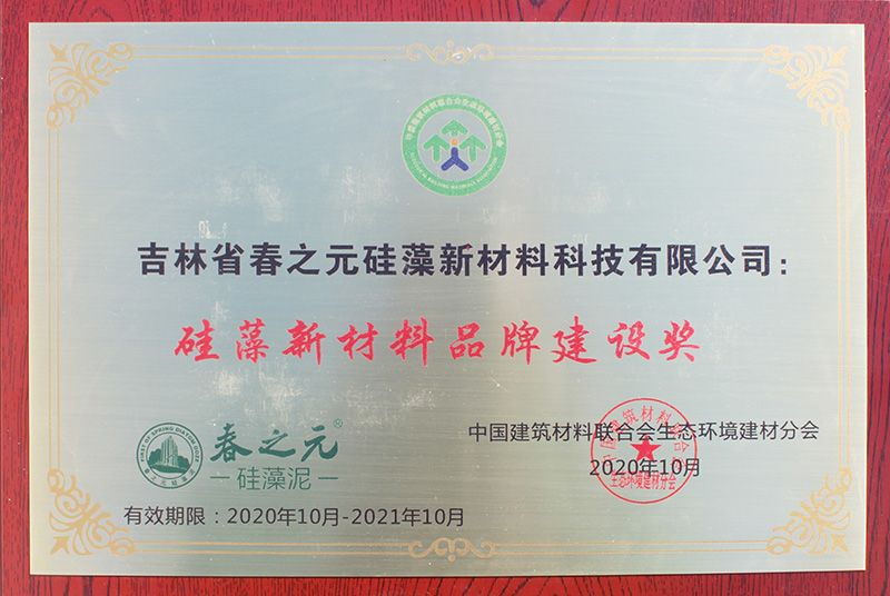 2020年硅藻新材料品牌建設(shè)獎(jiǎng)